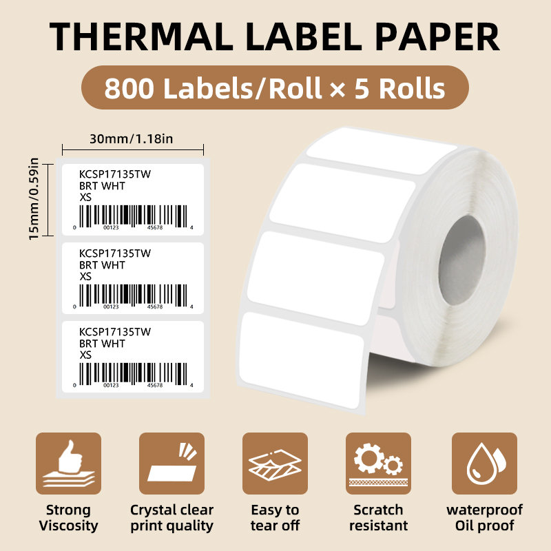 5 Rolls of White Label Sticker - Commercial Printer ulasan dan harga